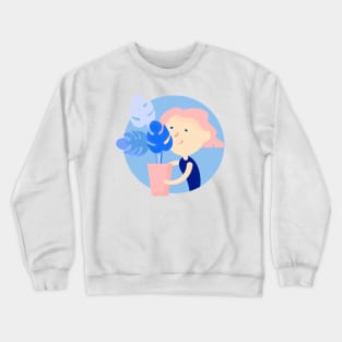 Girl with monstera leaves Crewneck Sweatshirt